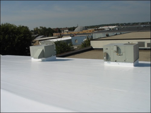Industrial roofing contractors installed this industrial flat roof system in Watertown Wisconsin